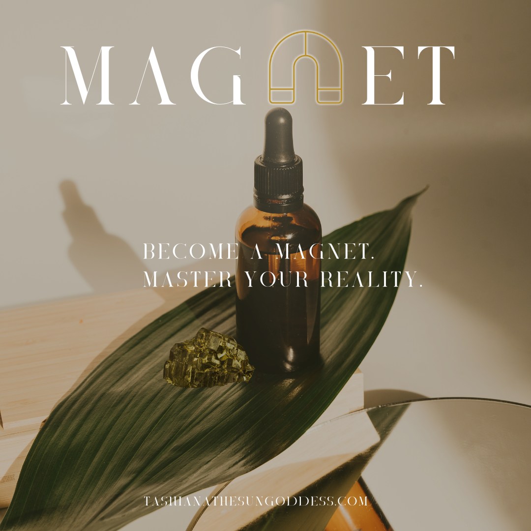 Image of Magnet oil on a green leaf; made by Tashiana The SunGoddess