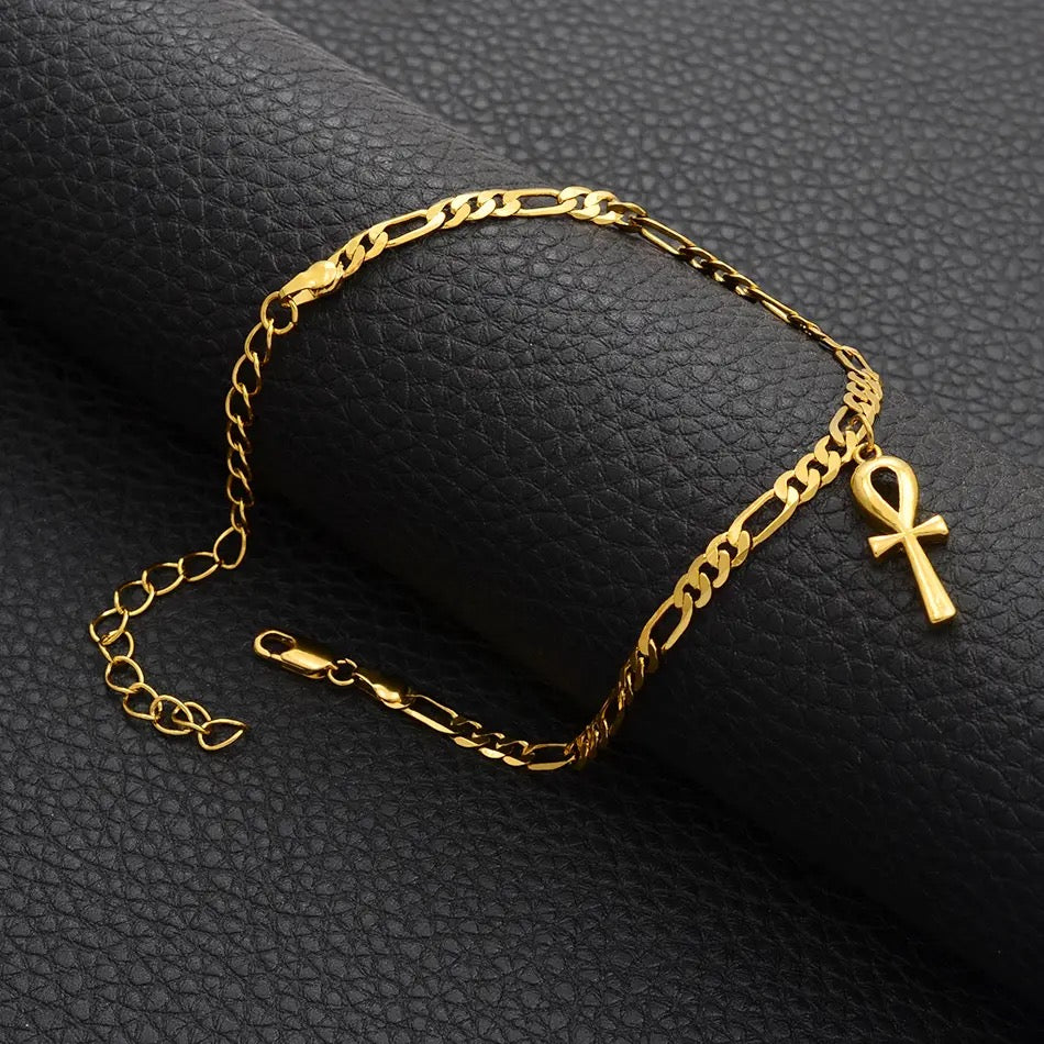 Gold plated copper Ankh anklet 